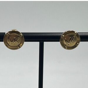 MICHAEL KORS Womens MK Logo Yellow Gold Stainless Steel Stud
Earrings MKJ1666710